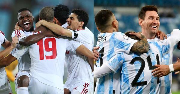 کولاک آرژانتین پیش از جام جهانی، امارات مقابل آلبی سلسته زانو زد